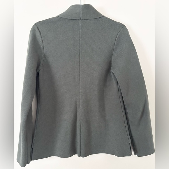 Summersalt Dark Green Ribbed Knit Organic Cotton Blend Blazer Cardigan - Picture 6 of 9
